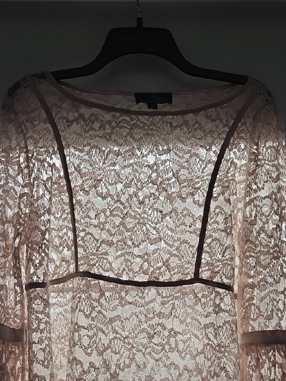 Suzanne Betro Sheer Lace Blouse in Light Pink